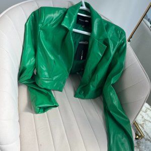 Green Leather Fashionnova Cropped Jacket With tags Still on Brand New